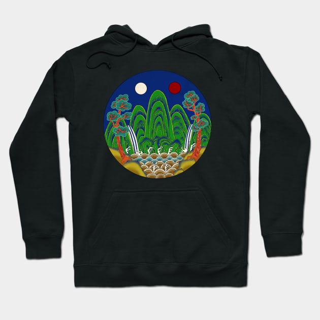 Minhwa: Sun, Moon and 5 Peaks: King's painting A_1 Type (Korean traditional/folk art) Hoodie by koreanfolkpaint